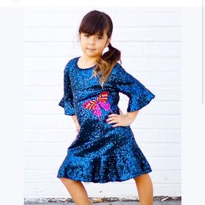 NEW With Tags Nordstrom Hannah Banana Girls Butterfly Sequin Dress Size 6